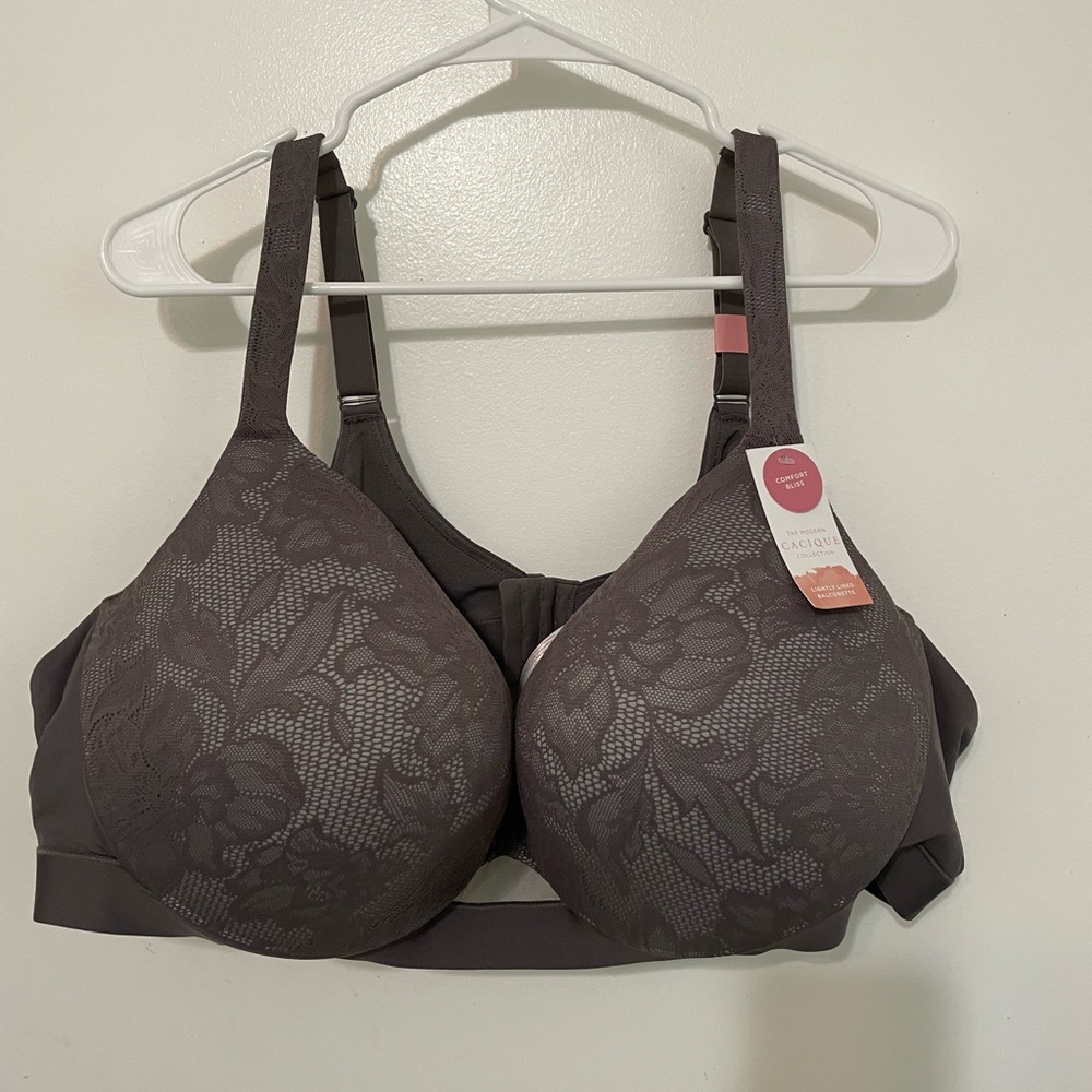 Modern Cacique collection gray floral lightly lined Balconette comfort bliss 54C